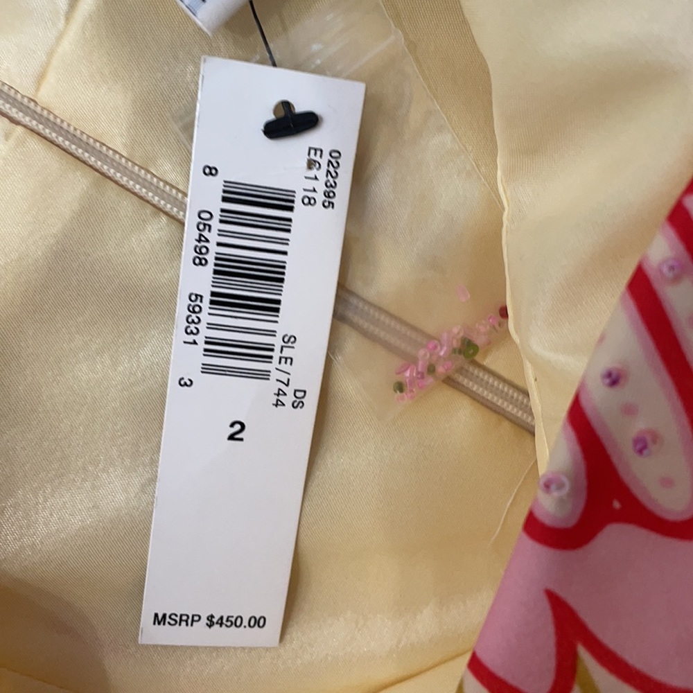 NWT Yellow Floral Beaded Midi Dress - Picture 13 of 13